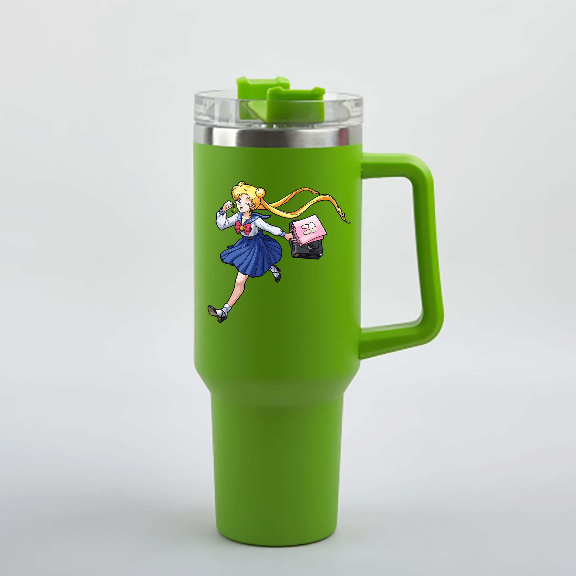 （画像用） 美少女戦士セーラームーン 愛野 美奈子 あいの みなこ Sailor Moon Aino Minako 1200mL車用タンブラー - クリスタルステッカー（プラスチックストロー付き）